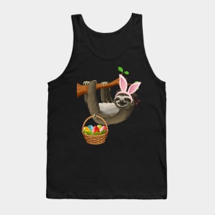 Funny Sloth Easter Day Bunny Ear Egg Easter Shirt Boys Girls Tank Top